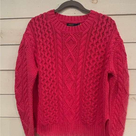 Polo by Ralph Lauren Women's Vibrant Pink Cable Knit Sweater - Picture 2 of 13
